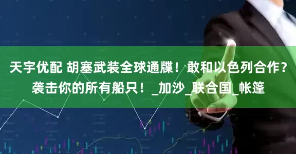 天宇优配 胡塞武装全球通牒！敢和以色列合作？袭击你的所有船只！_加沙_联合国_帐篷
